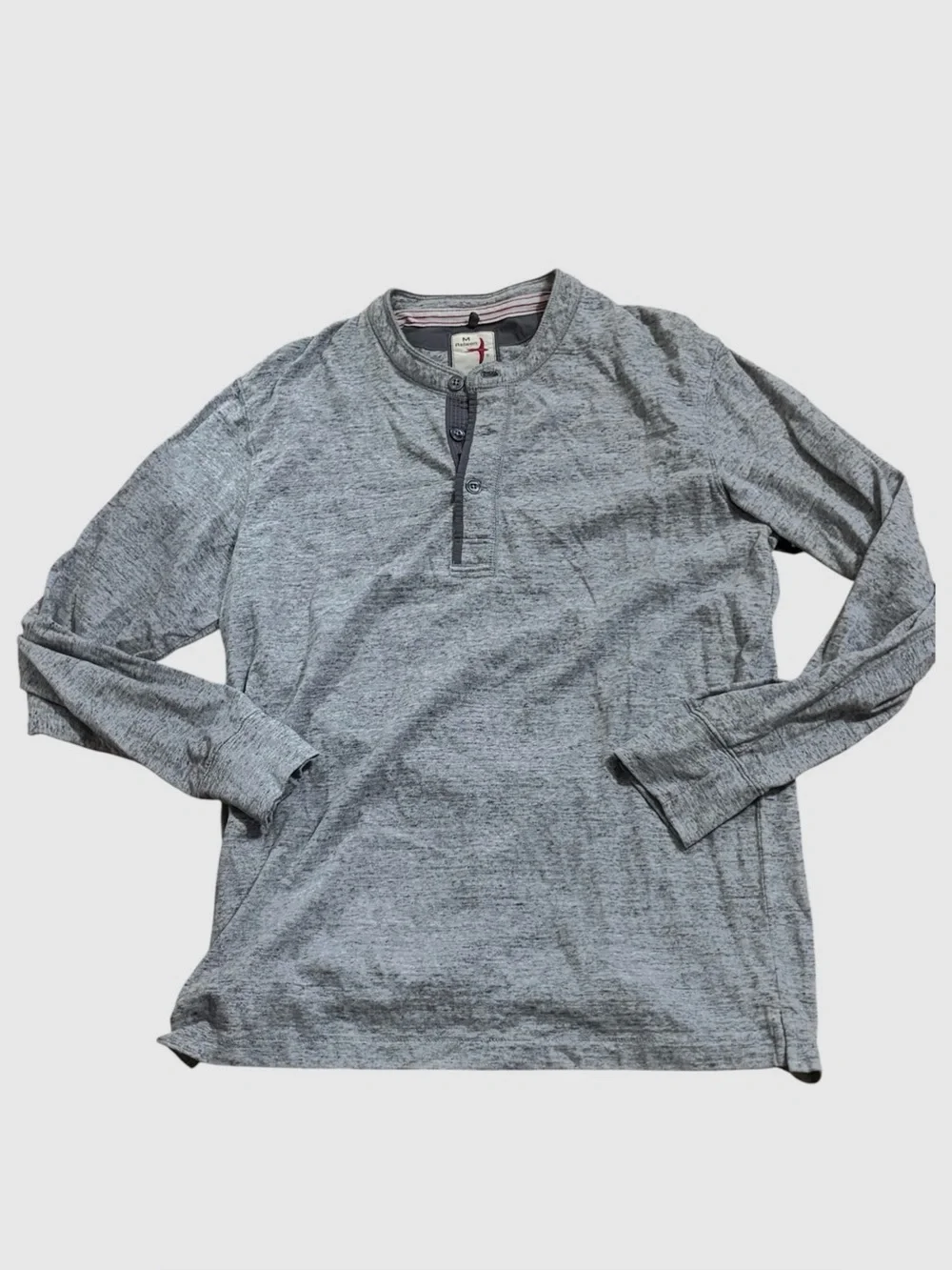Relwen Huckberry men’s French Rib Henley polo sweater sweatshirt gray Sz medium - Picture 2 of 7